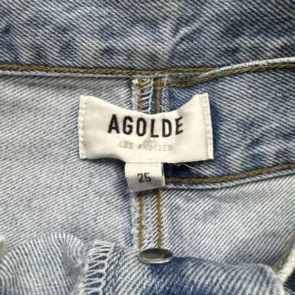 Agolde Broken Waistband Jean Womens 25 Blue Wide Leg High Rise Light Wash - Picture 3 of 11